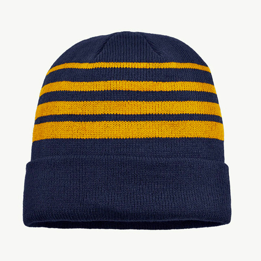 Grace Collection The Multi Stripe Beanie | Unisex Navy/Gold Hats