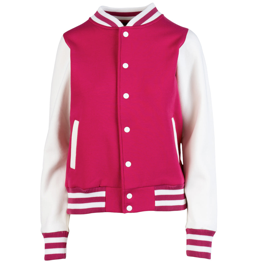 Ramo The Varsity Jacket | Ladies Hot Pink/White Coats & Jackets