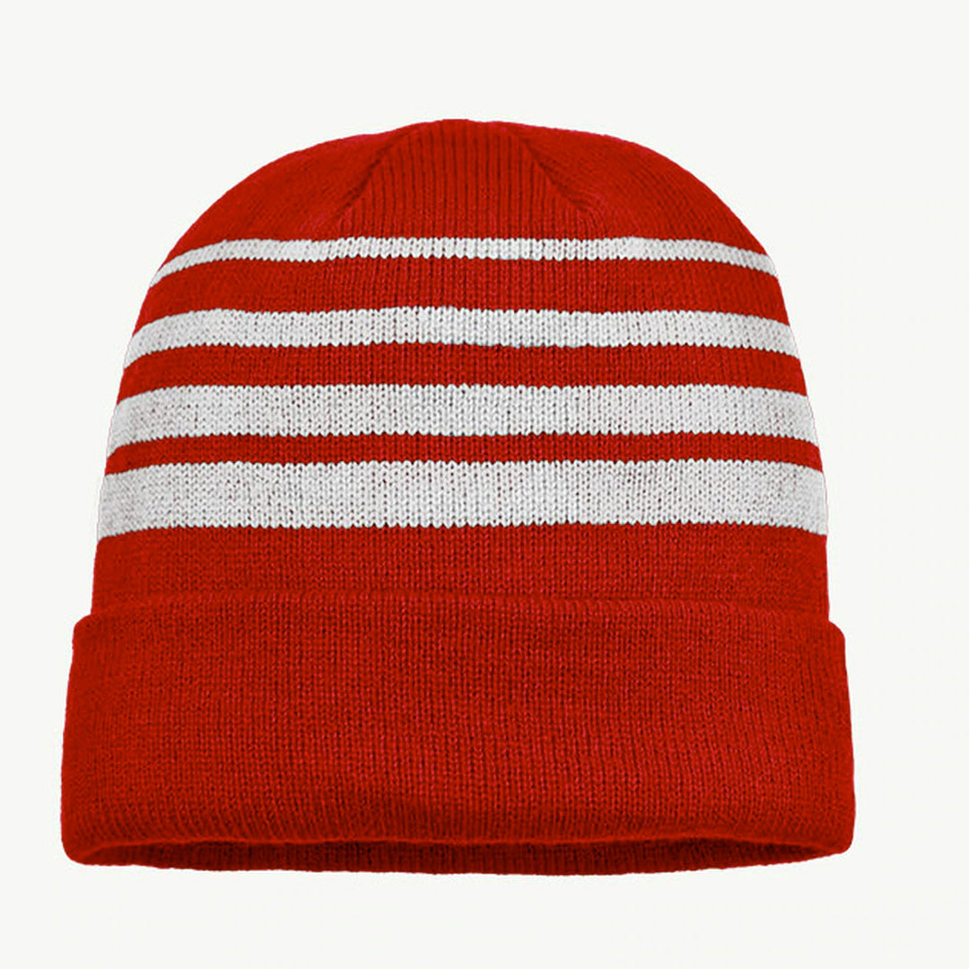Grace Collection The Multi Stripe Beanie | Unisex Red/White Hats
