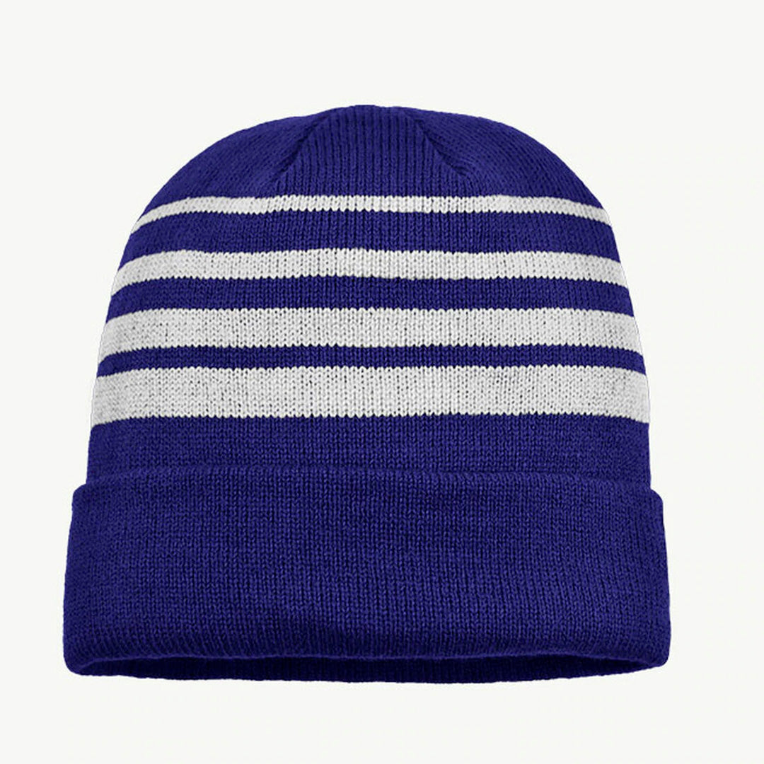 Grace Collection The Multi Stripe Beanie | Unisex Royal/White Hats