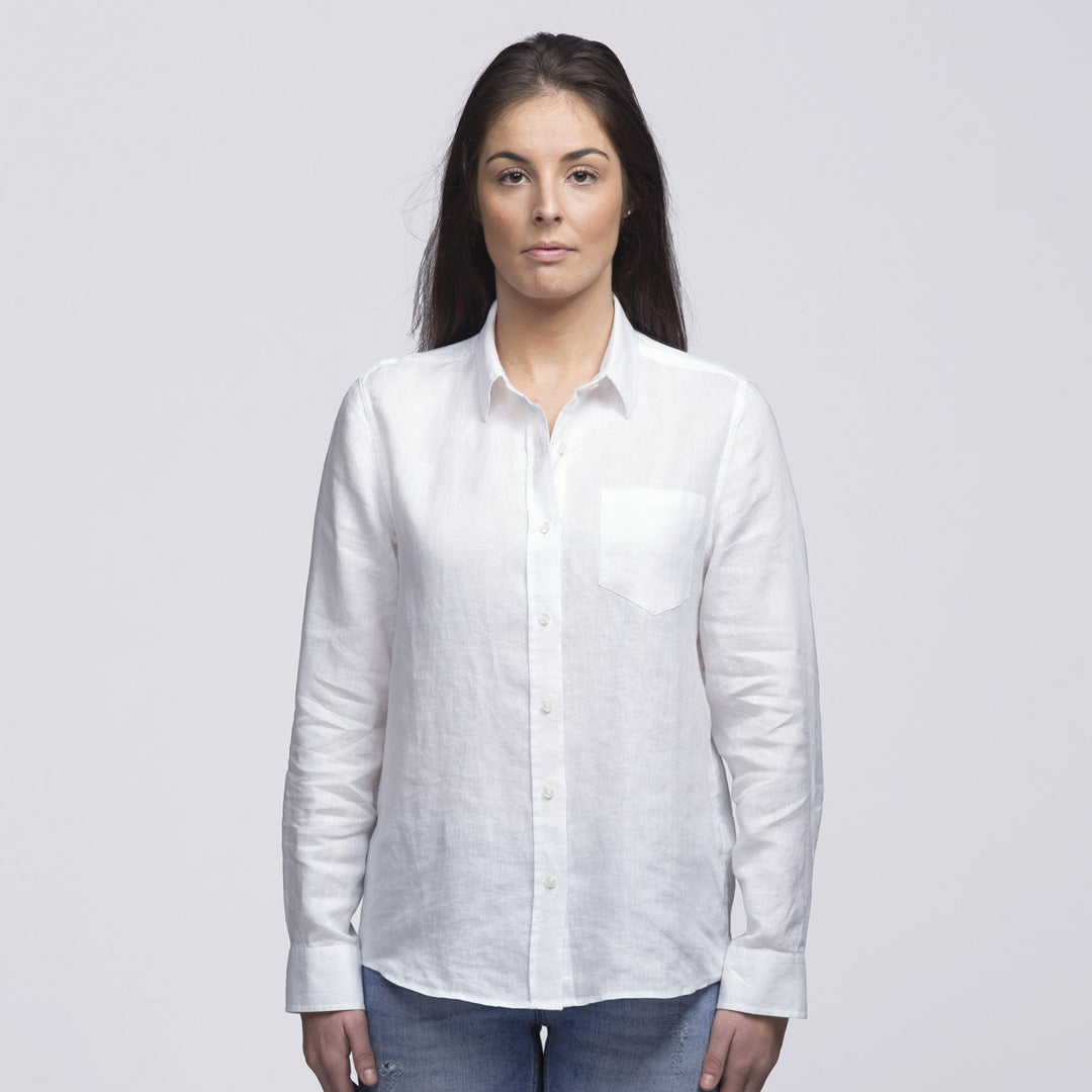 Smpli The Linen Shirt | Ladies | Long Sleeve White Shirts & Tops