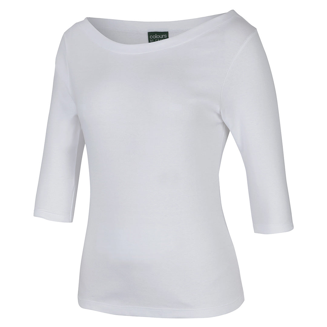 Jbs Wear The Boat Neck Tee | 3/4 Sleeve | Ladies White Shirts & Tops