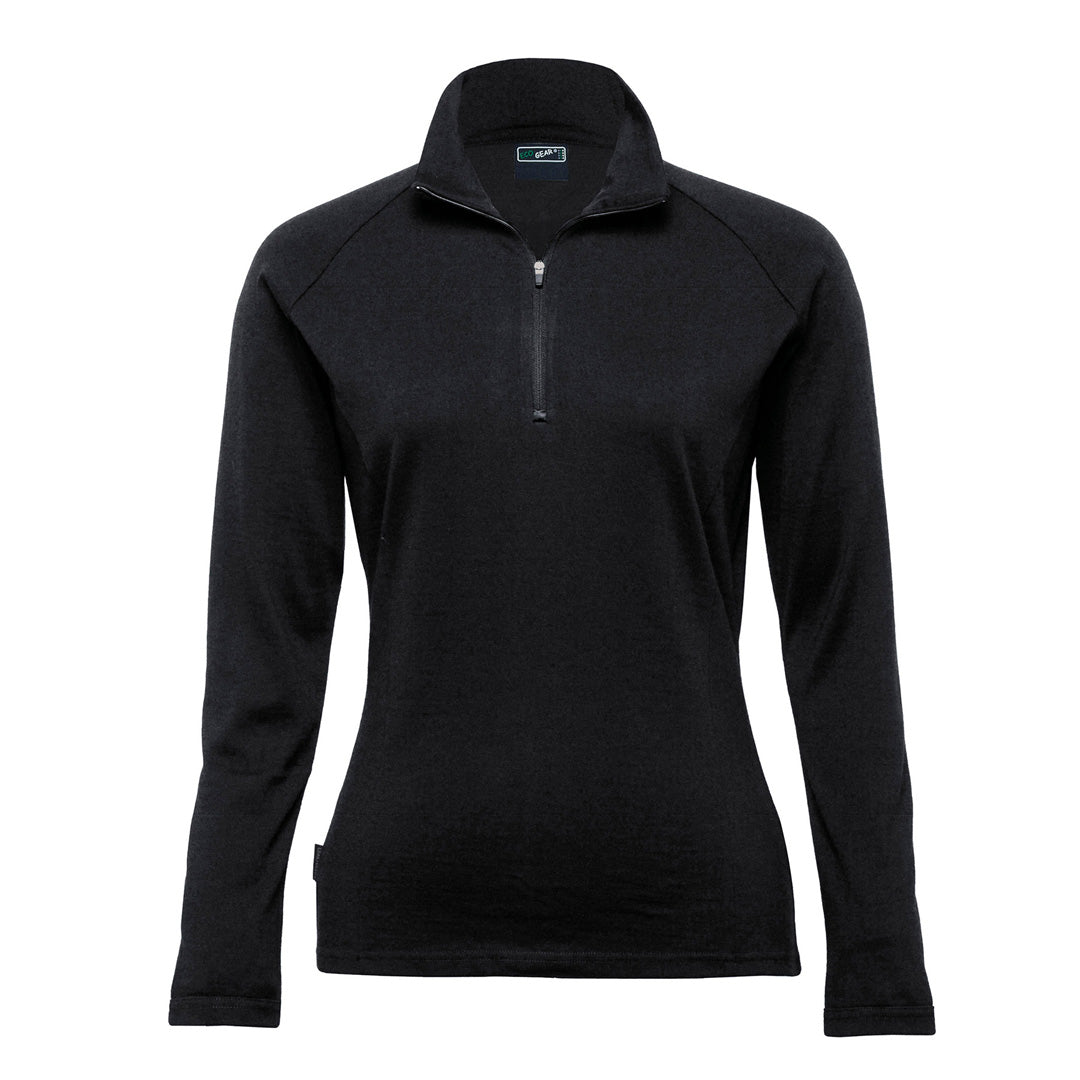Gear for Life The Merino Zip Pullover | Ladies Black Shirts & Tops